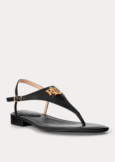 Sandalias Ralph Lauren Mujer Negros - Ellington Leather - QTZJL0865